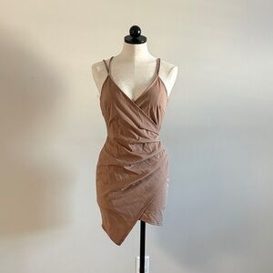 Windsor Asymmetrical Tan Dress